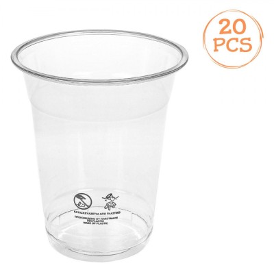 Set Pahare Plastic, 400ml Capacitate, Transparente, 20 Bucăți foto