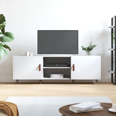 Comoda TV, alb, 150x30x50 cm, lemn compozit foto