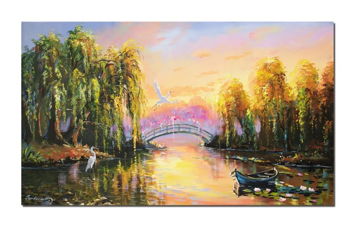 Tablou celebru pictat manual, Podul japonez, 100x60cm ulei pe panza, reproducere Claude Monet