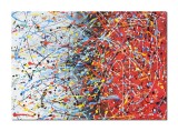 Cumpara ieftin Tablou abstract pictat manual living, birou, Compozitie abstracta, 70x50cm ulei pe panza, reproducere Jackson Pollock