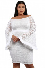 G664P-2 Rochie plus size din dantela cu maneci clopot foto