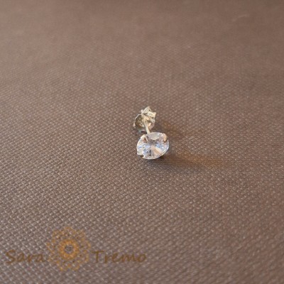 Cercel Unisex cu Cristal Zirconia Alb - Argint 925, 6 mm foto
