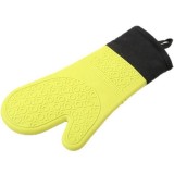 Manusa de bucatarie Pufo Simple din silicon pentru gratar sau cuptor, captusita, 37 cm, verde/negru