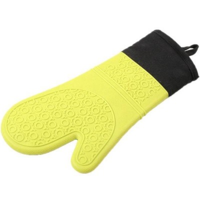 Manusa de bucatarie Pufo Simple din silicon pentru gratar sau cuptor, captusita, 37 cm, verde/negru foto