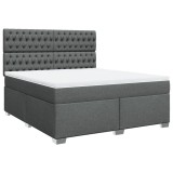Cumpara ieftin Pat box spring cu saltea, gri inchis, 180x200 cm, textil