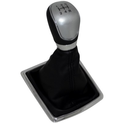 Nuca schimbator viteze cu manson AERZETIX, piele sintetica, compatibil Ford Focus II, 5 viteze, SilverCap foto