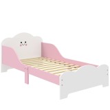 AIYAPLAY Pat pentru copii, cadru 140 x 70 cm cu laterale &icirc;nalte pentru copii de 3-6 ani, fără saltea, roz | Aosom Romania