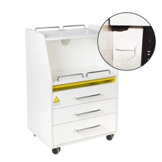 Dulap cosmetic cu roti, trei sertare, sterilizator UV incorporat, inaltime 82 cm, lemn, RESIGILAT