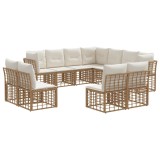 vidaXL Set de canapele de exterior cu pernă 11 pcs natural Poliester 3437496