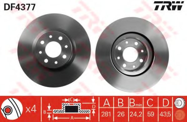 Disc frana FIAT STILO Multi Wagon (192) (2003 - 2008) TRW DF4377