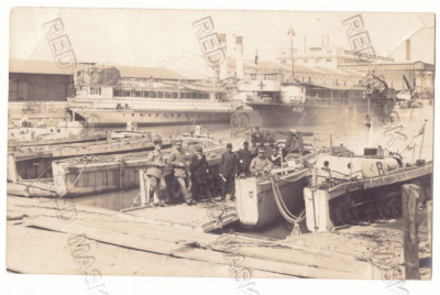 479 - BRAILA, Harbor, Ships, Romania - old postcard, real Photo - used - 1911 foto