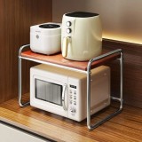 Cumpara ieftin Raft din otel carbon galvanizat pentru microunde cu polita din MDF, dimensiuni 50.5 cm x 36 cm x 48.5 cm, argintiu