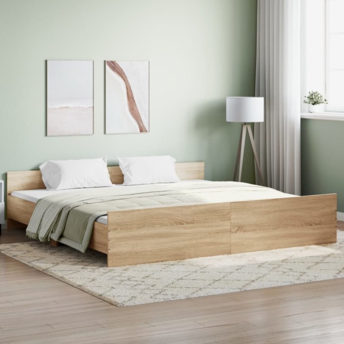 vidaXL Cadru pat cu tăblie la cap/picioare, stejar sonoma, 180x200 cm 3203770