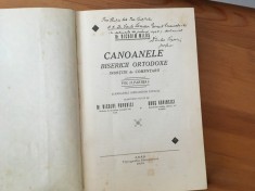 NICODIM MILAS,CANOANELE BISERICII ORTODOXE- CANOANELE SINOADELOR LOCALE. ARAD 1934 DEDICATIE NICOLAE POPOVICI. COPERTI CARTONATE DE EPOCA