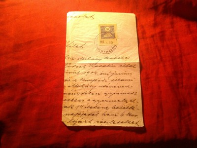 Timbru Fiscal Ungaria 30f 1903 pe fragment scrisoare circulat 1906 foto