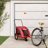 VidaXL Remorcă de bicicletă animale companie, roșu, textil oxford/fier