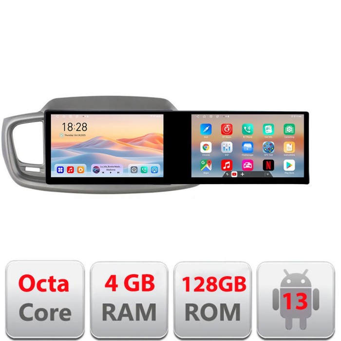 Navigatie KIA Sorento 2015-2018 Manual Kit-6528 Edotec 2 ecrane 8 core 4+128 21.6 inch Incell android Wifi 5Ghz gps internet 32 CarStore Technology