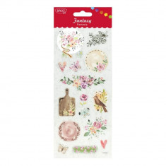 Abtibilduri DACO Fantezia, Model Floral, 16 Buc/Set, Multicolor, Autocolante Flori, Stickere Decorative, Stickere pentru Copii, Abtibilduri Copii, Abt