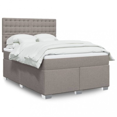 vidaXL Pat box spring cu saltea, gri taupe, 140x200 cm, textil 3292801 foto