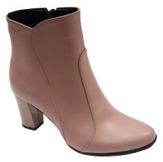 Botine dama elegante din piele naturala bej foto
