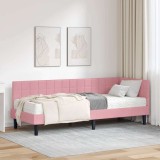 vidaXL Cadru de pat colțar cu saltea cu headboard 2 pcs Gri Catifea 3393961