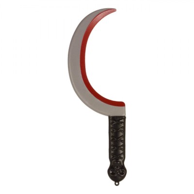Coasă Jucărie Halloween, Plastic, Model Craniu și Oase Incrucișate, Lamă cu S&amp;acirc;nge, 36 cm foto