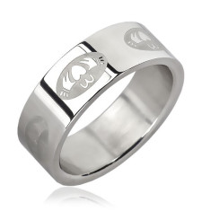 Inel din oțel inoxidabil - inimă &icirc;ntr-un oval - Marime inel: 51