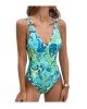 Costum de baie dama CUPSHE, floral albastru, marimea L, cupe moi, outlet