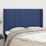 VidaXL Tăblie de pat cu aripioare, albastru, 147x16x118/128 cm, textil