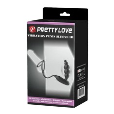 Pretty Love Vibration Penis Sleeve III Black - Inel penis cu vibrator de prostatA cu 12 functii vibrare foto