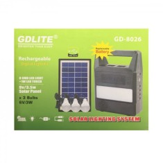 Kit Incarcator cu Panou Solar si 3 Becuri LED GdLite GD8026 6V4Ah foto