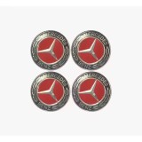 Set 4 capace roti 75mm compatibil jante aliaj Mercedes-Benz rosu/argintiu