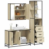 Cumpara ieftin Set mobilier de baie, 3 piese, stejar sonoma, lemn prelucrat