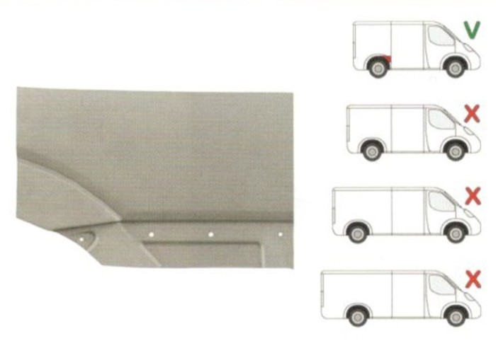 Segment reparatie aripa spate Mercedes Sprinter 209-524, 07.2006-10.2013, parte montare Segment reparatie aripa spate dreapta, in fata rotii, 5065848