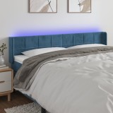 VidaXL Tăblie de pat cu LED, albastru &icirc;nchis, 203x16x78/88 cm, catifea