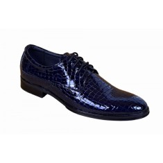Pantofi barbati eleganti din piele naturala, Croco, bleumarin inchis, LAC, TESTCROCOBL