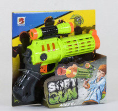 Pistol de jucarie cu trei gloante buretate tip Nerf, pentru copii, 20 x 21 x 5 cm foto