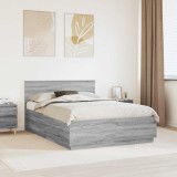 vidaXL Cadru de pat cu headboard Gri Sonoma 150 x 200 cm Lemn compozit 3408157