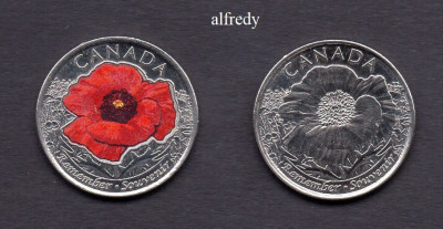CANADA 2015 25 cents Remember Souvenir, color+normala foto