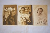 trei fotografii tip cp Foto Imperial Girescu 1943 mireasa cuplu
