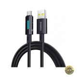 Cablu Date si Incarcare USB-A - USB-C Baseus Lit Button Control 100W 1m Negru P10379002121-00