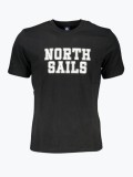 Cumpara ieftin Tricou barbati cu decolteu la baza gatului si imprimeu cu logo negru, S