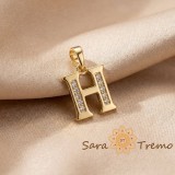 Cumpara ieftin Pandantiv litera H cu zirconia, placaj triplu cu aur 14K