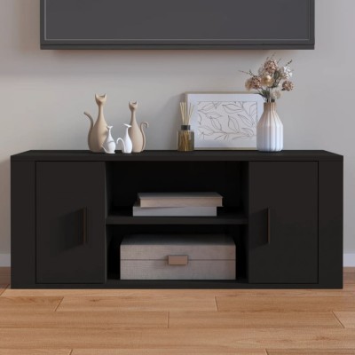 vidaXL Comodă TV, negru, 100x35x40 cm, lemn prelucrat foto