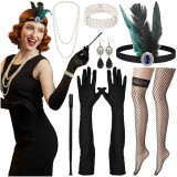 Set accesorii dama anii '20, 9 piese, stil Gatsby, Ruhhy 26273
