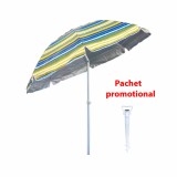 Umbrela protectie solara 2m cu suport tip burghiu alb, structura metalica inclinabila