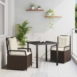 VidaXL Set de masă pentru grădină 3 pcs Maro poliratan
