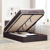 vidaXL Cadru de pat otoman cu saltea țesătură maro &icirc;nchis 120x190 cm 3311362