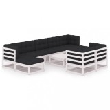 Cumpara ieftin Set mobilier gradina cu perne, 10 piese, lemn masiv de pin