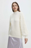 Answear Lab pulover de damă, culoarea alb, pe g&acirc;t
